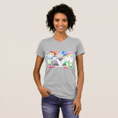 女性スケッチ着色花シャツ Tシャツ (正面フル)