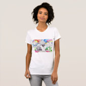 女性スケッチ着色花シャツ Tシャツ (正面フル)