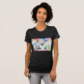 女性スケッチ着色花シャツ Tシャツ (正面フル)