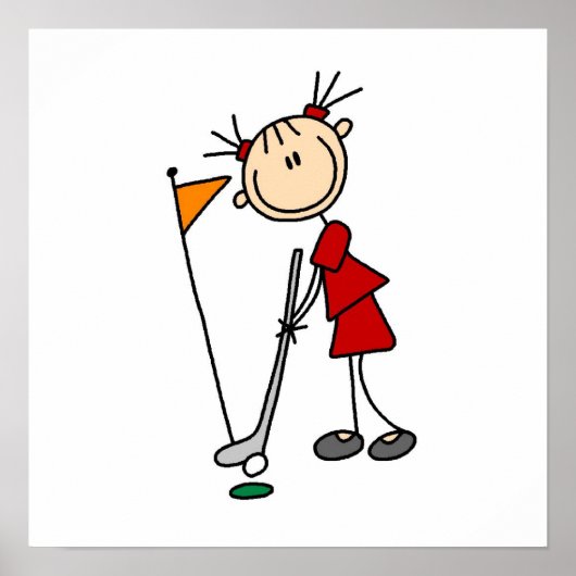 女性スティックフィギュアゴルファー ポスター (正面)