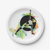 女性ストレッチイラストレーション ペーパープレート (正面)