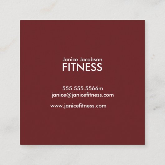 女性ストレッチフィットネス名刺 スクエア名刺 (裏面)