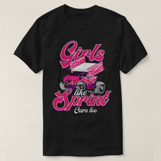 女性スプリント車レーシングガールモータースポーツダートトラ Tシャツ (デザイン正面)
