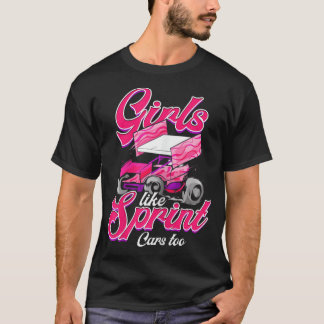 女性スプリント車レーシングガールモータースポーツダートトラ Tシャツ