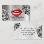 女性スマイル歯のホワイトニングデンタルケア 名刺 (正面/裏面)
