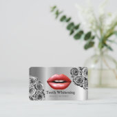 女性スマイル歯のホワイトニングデンタルケア 名刺 (スタンド正面)