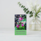 女性スリッパIのピンクのマゼンタの緑の庭の歓喜 名刺 (スタンド正面)