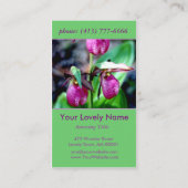 女性スリッパIのピンクのマゼンタの緑の庭の歓喜 名刺 (裏面)