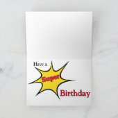 女性スーパーヒーロー飛んでいるカスタム写真テンプレート カード (内部)