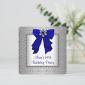 女性ス王室の・ブルーとシルバーの誕生日パーティー 招待状 (スタンド正面)