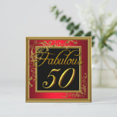 女性ス第50回バースデーパーティー赤金ゴールド 招待状 (スタンド正面)