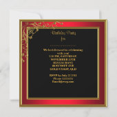 女性ス第50回バースデーパーティー赤金ゴールド 招待状 (裏面)