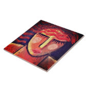 女性セラミックの波赤毛抽象芸術ポートレート タイル (側面)