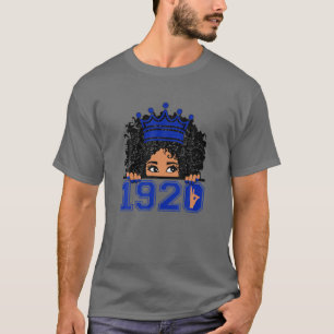 女性ゼータ1920アフロヘアクラウンファイベータハンドサイン Tシャツ