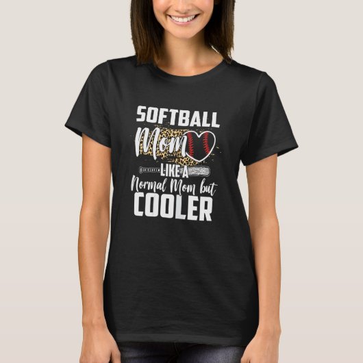 女性ソフトボールファンヒョウのチーター女性ママSof Tシャツ (正面)