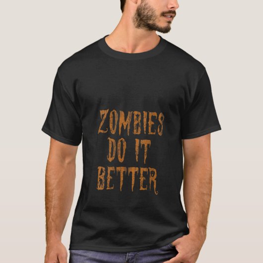 女性ゾンビはハロウィーンユーモアを良おもしろいく行う Tシャツ (正面)