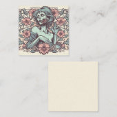 女性ゾンビアールヌーボーと花かわいらし ノートカード (正面/裏面)
