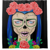 女性ゾンビハロウィーン、バラクラウンチンコデマヨ シャワーカーテン (正面)