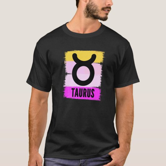 女性タウロスのシンボル星占い星印かわいいピン Tシャツ (正面)