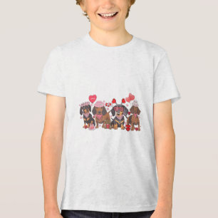 女性ダックスシュンデバレンタインズデイソーセージドッグバンダン トライブレンドTシャツ