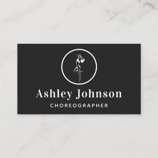 女性ダンサーのシルエットエレガント振付家 名刺 (正面)