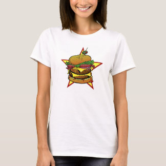 女性チーズバーガーのティー Tシャツ
