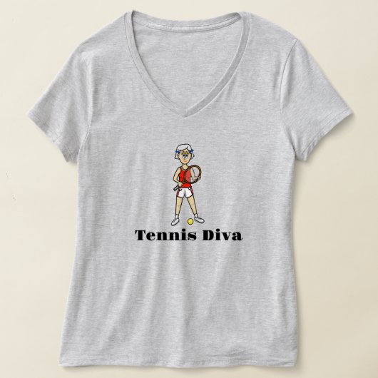 女性テニスディーバTシャツ - グレーヘア Tシャツ (レイダウン)