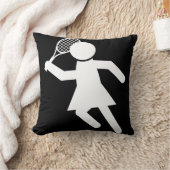 女性テニス選手 – テニスシンボル（黒） クッション (ブランケット)