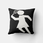 女性テニス選手 – テニスシンボル（黒） クッション (裏面)