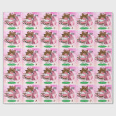 女性テーマ用ピンク色のゴルフ ラッピングペーパー (フラット)