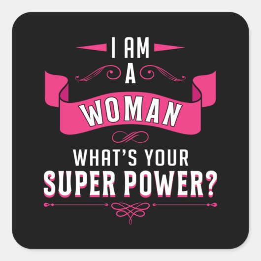 女性デイガールパワーフェミニズム女性ギフトアイディア スクエアシール (正面)