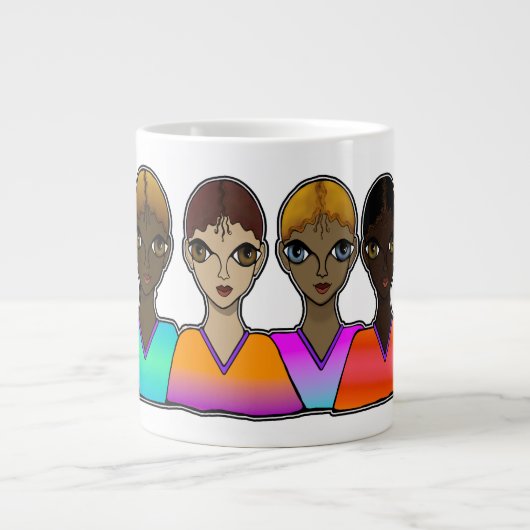 女性デザイン ジャンボコーヒーマグカップ (正面)