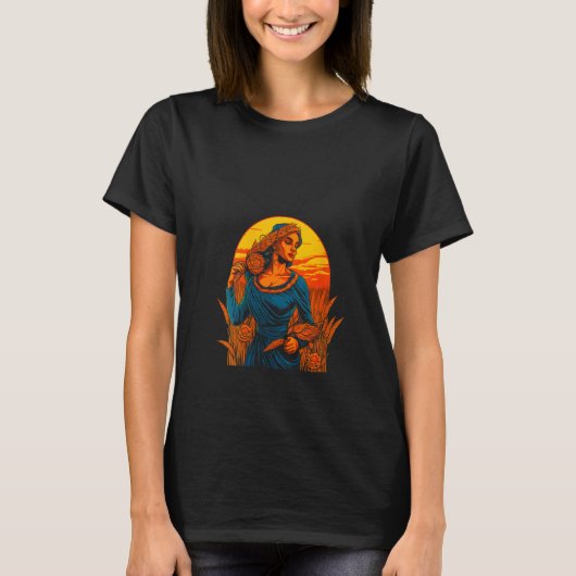 女性デメーターギリシャ神話Vネック Tシャツ (正面)