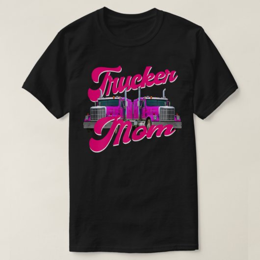 女性トラック運転手ママ車の運転手ロードトレインハイウェイ Tシャツ (デザイン正面)