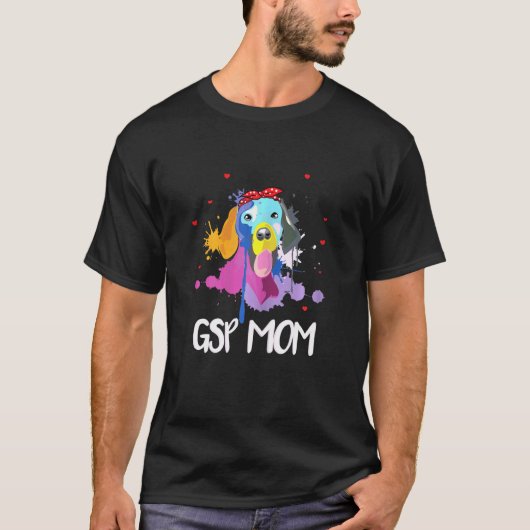 女性ドイツ短気ポインタ誇りを持ったGspママ犬 Tシャツ (正面)