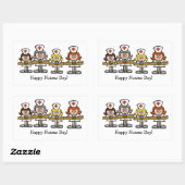 女性ナースのグループ 長方形シール (シート)