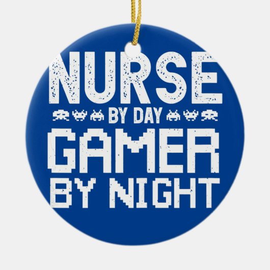 女性ナースバイデイゲーマーバイナイト女性 セラミックオーナメント (正面)