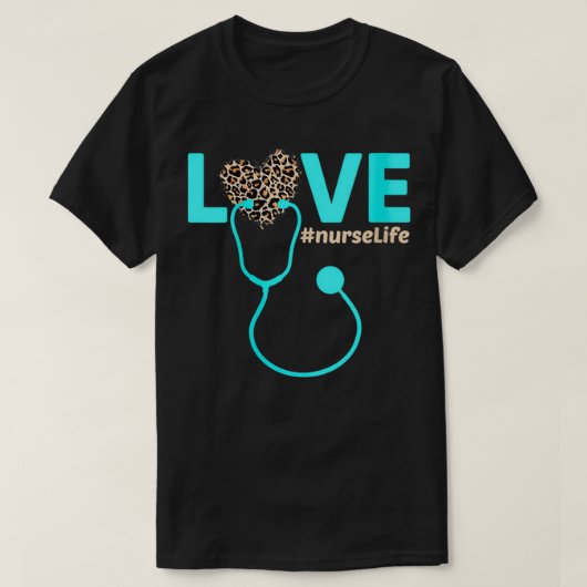 女性ナースライフRN LPN CNA Healthcare Leopard Nu Tシャツ (デザイン正面)
