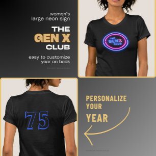 女性ネオンが年とともにGENXクラブにサイン Tシャツ
