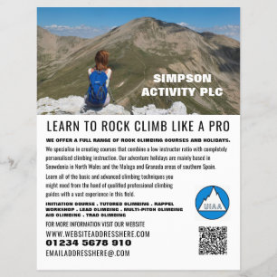 女性ハイカー，ハイキングと登山広告フライヤー チラシ