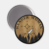 女性ハイキングヴィンテージ マグネット (正面/裏面)