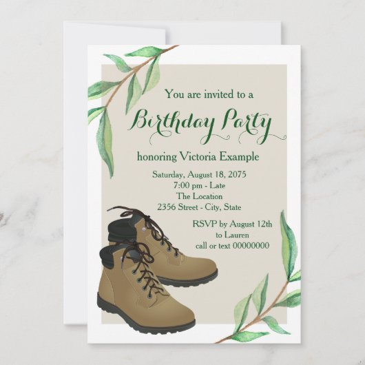 女性ハイキング誕生日パーティー 招待状 (正面)