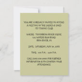 女性ハエ釣りグループクラブ招待状 招待状 (裏面)