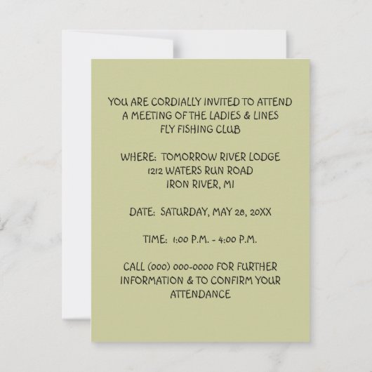 女性ハエ釣りグループクラブ招待状 招待状 (裏面)