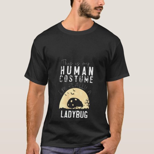 女性ハロウィーンの人間のコスチュームLadybug不気味な恐怖 Tシャツ (正面)