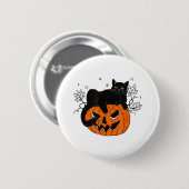 女性ハロウィーン猫好きギフトブラックキャットオンパンプラ 缶バッジ (正面&裏面)