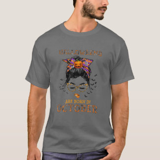 女性ハロクイーン生まれは10月にメッシィBun H Tシャツ