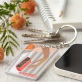 女性ハンドプッシュ目覚まし時計スヌーズボタン キーホルダー (正面右)