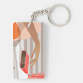 女性ハンドプッシュ目覚まし時計スヌーズボタン キーホルダー (裏面)