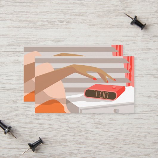 女性ハンドプッシュ目覚まし時計スヌーズボタン コーリングカード (正面/裏面インサイチュ)